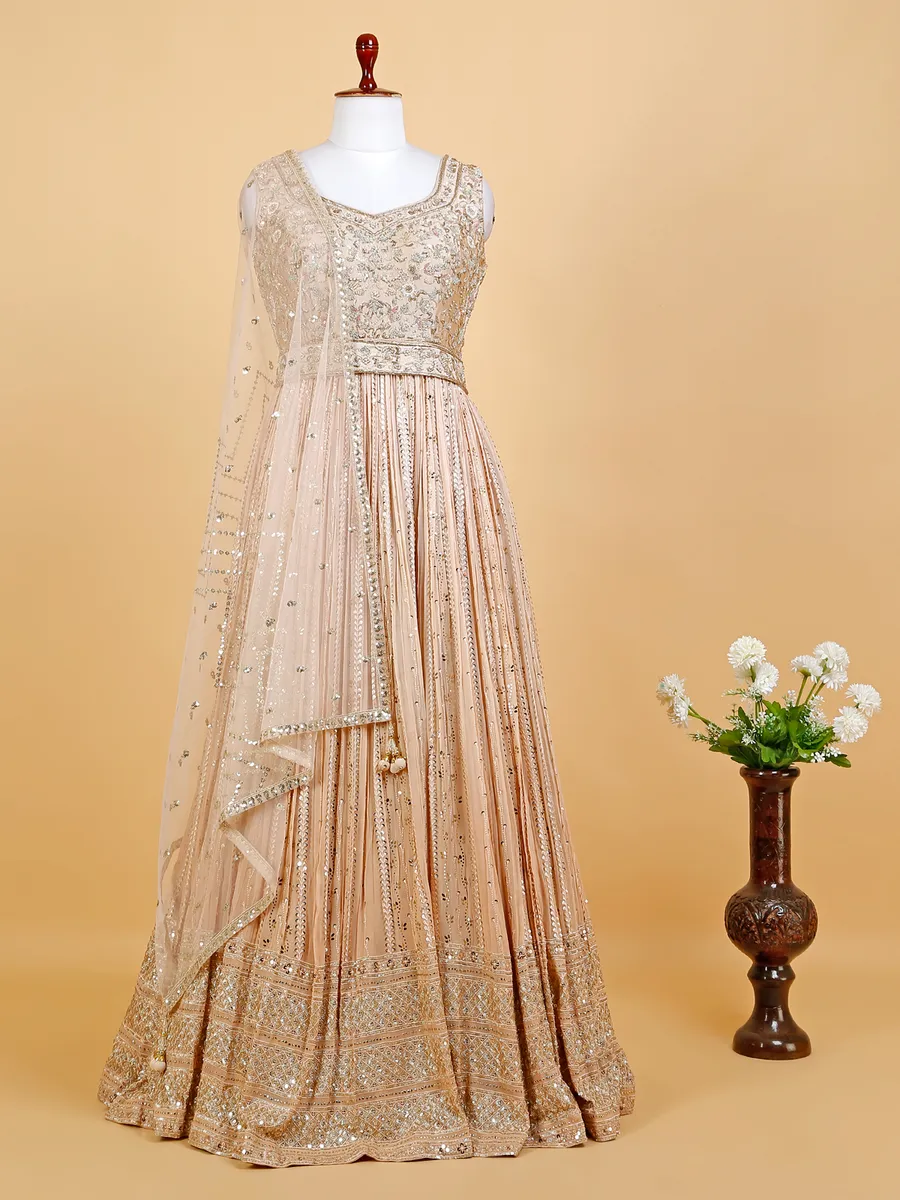 Latest gaeorgette anarkali suit in peach