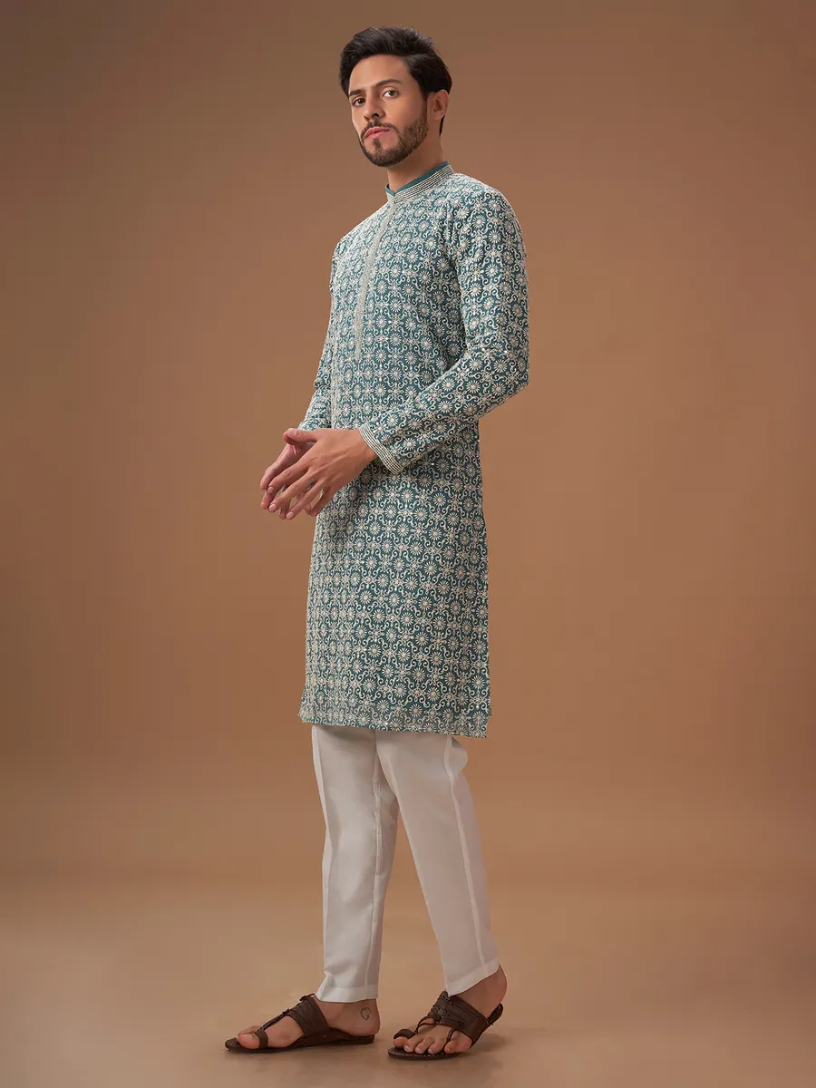 Latest grey georgette  Men Kurta pajama