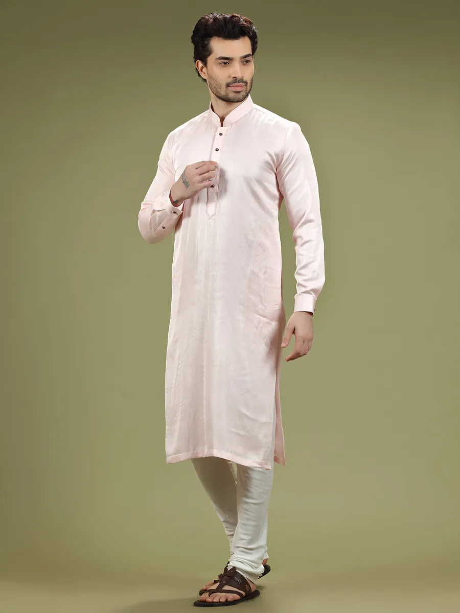 Latest light pink silk kurta suit