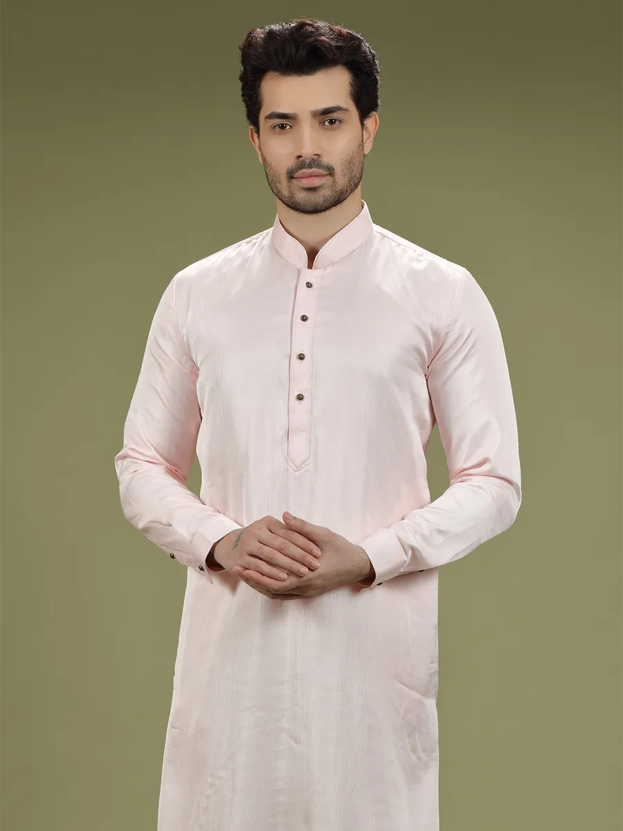 Latest light pink silk kurta suit