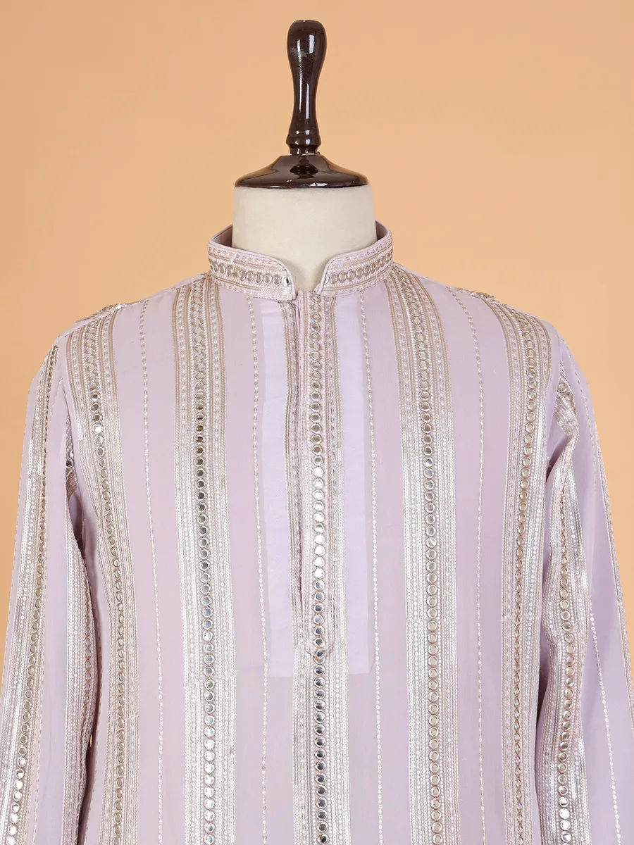 Latest light purple georgette  Men Kurta pajama