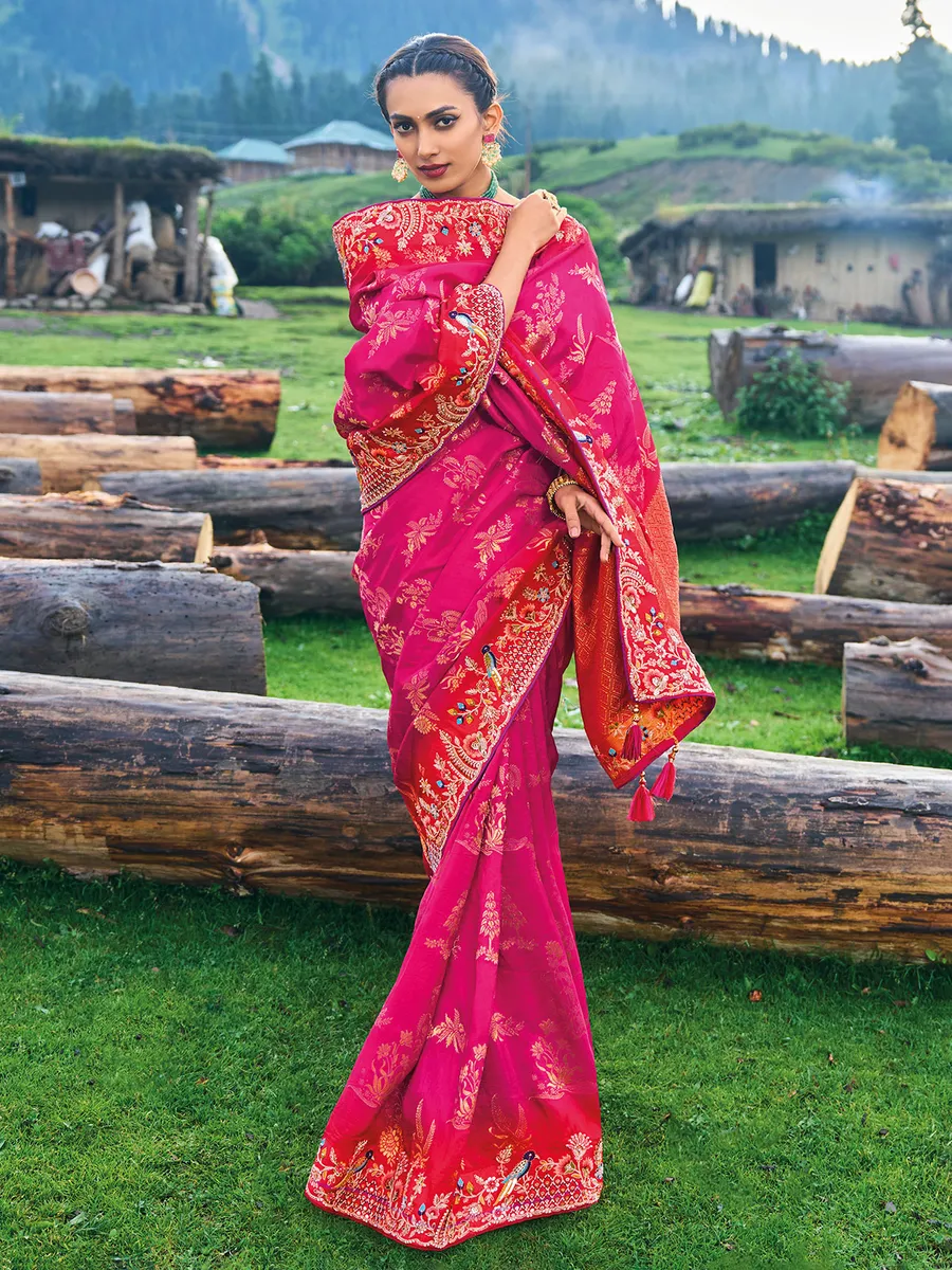 Latest magenta dola silk saree