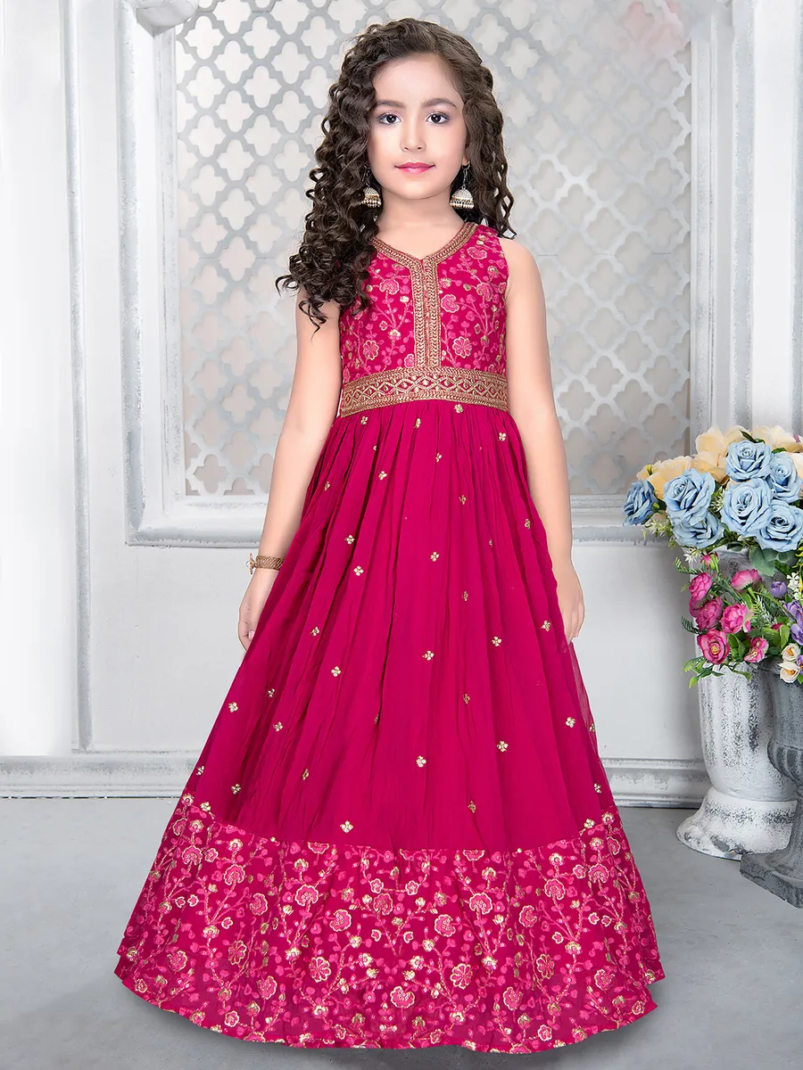 Latest magenta georgette gown