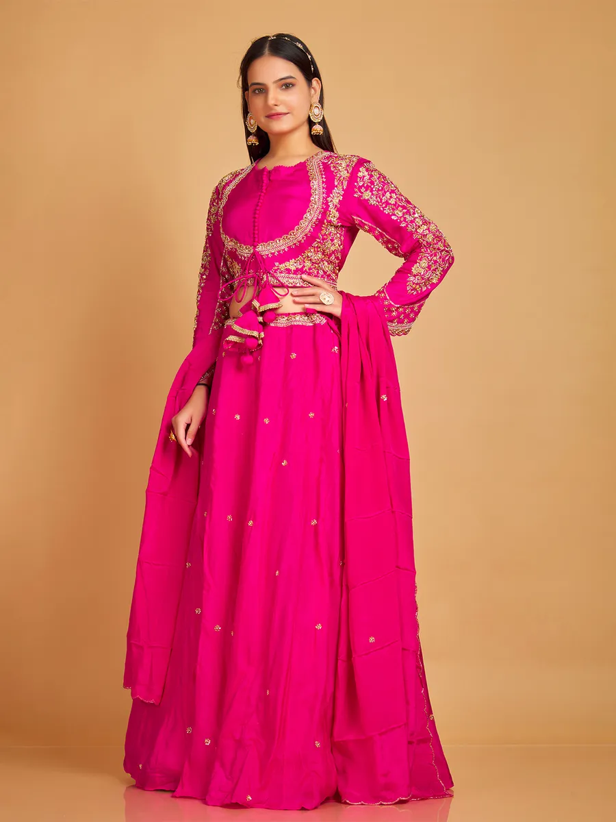 Latest magenta silk lehenga choli with dupatta