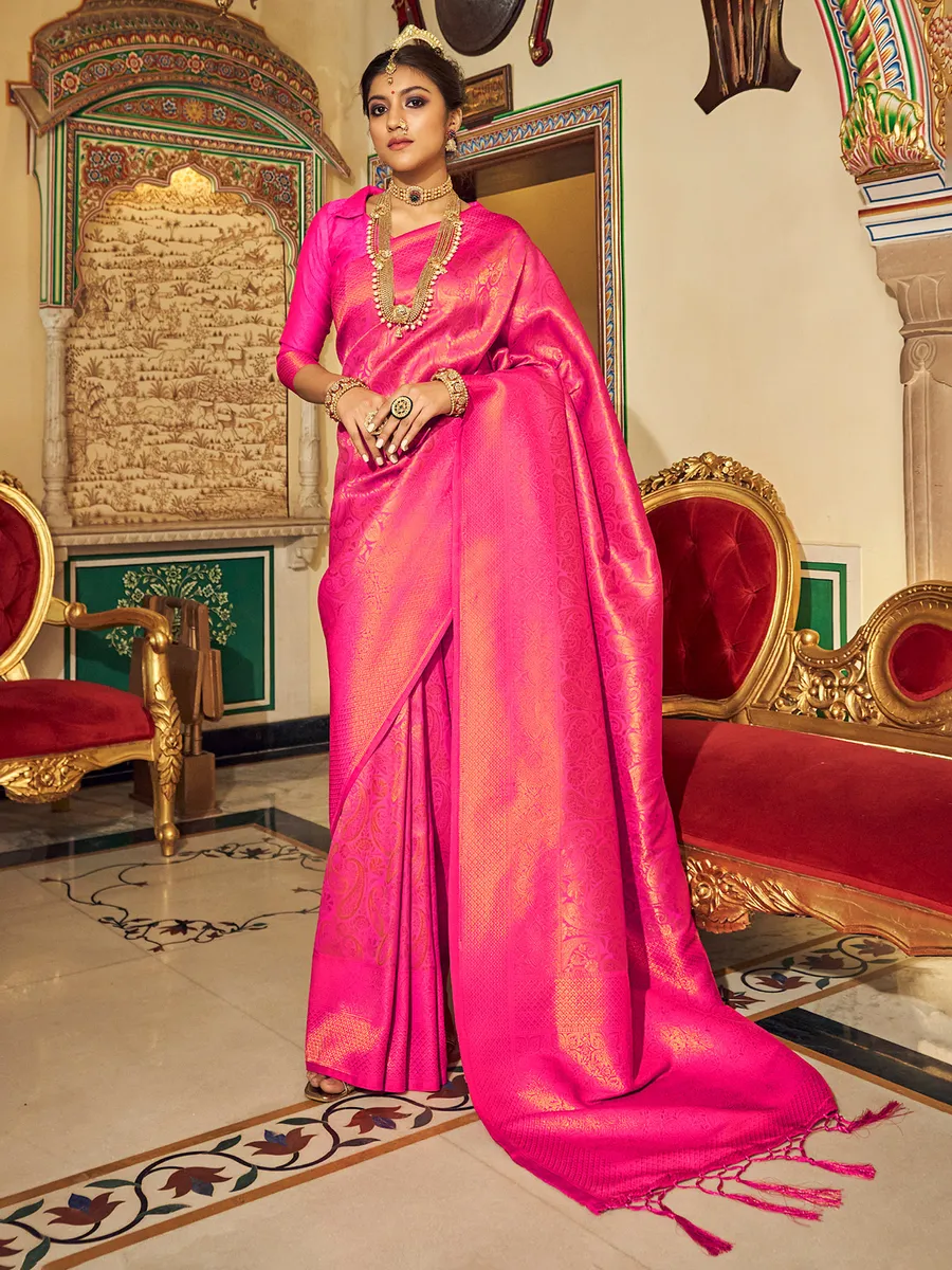 Latest magenta soft silk saree