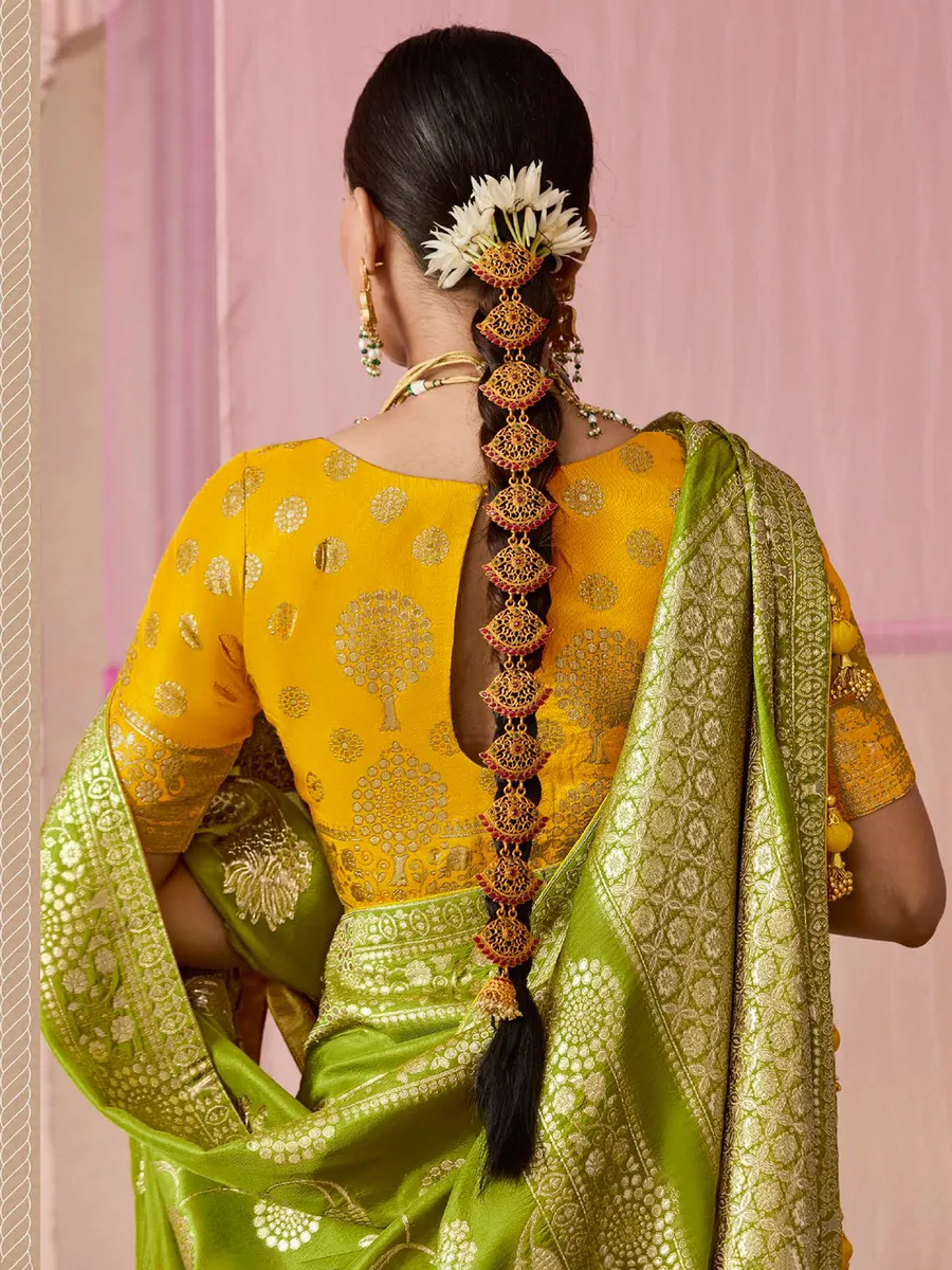 Latest mehendi green saree for wedding