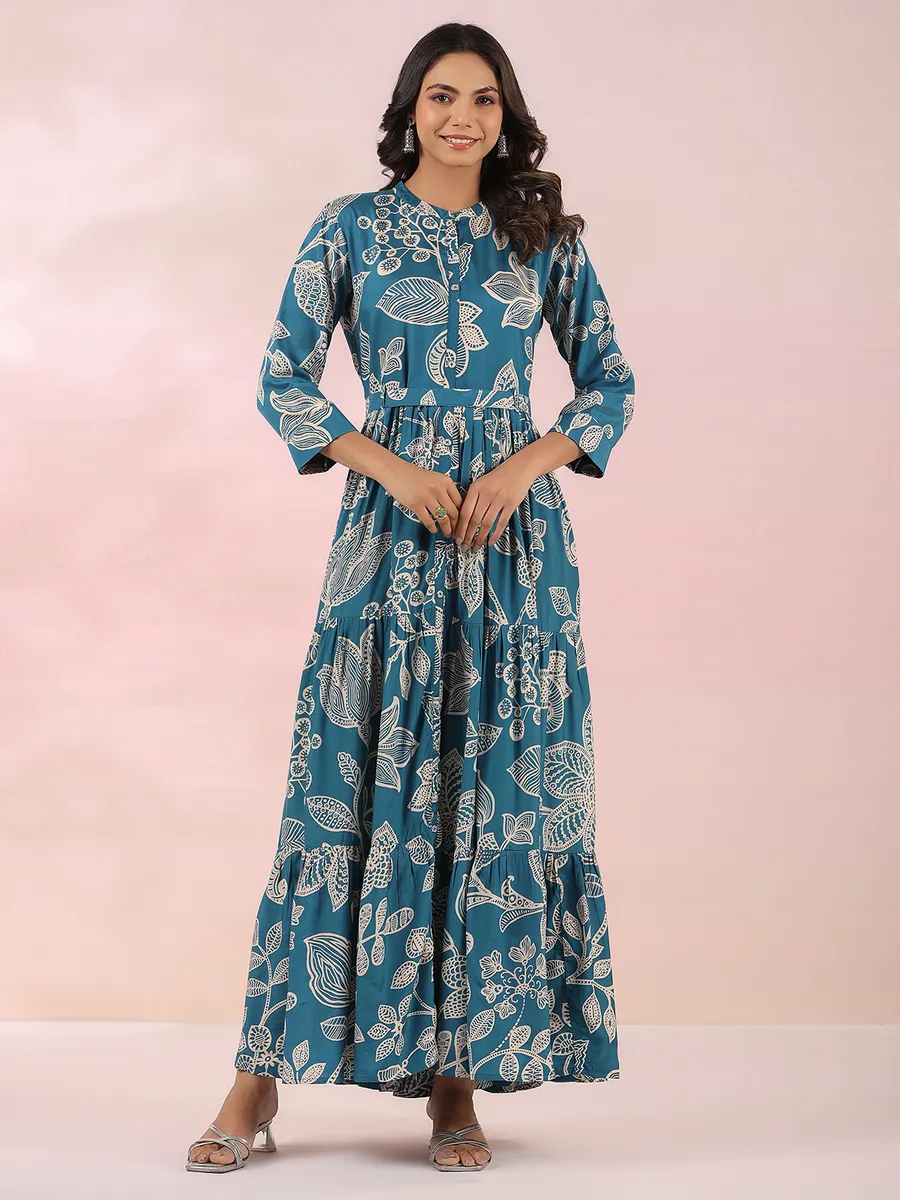 Latest mint blue printed kurti