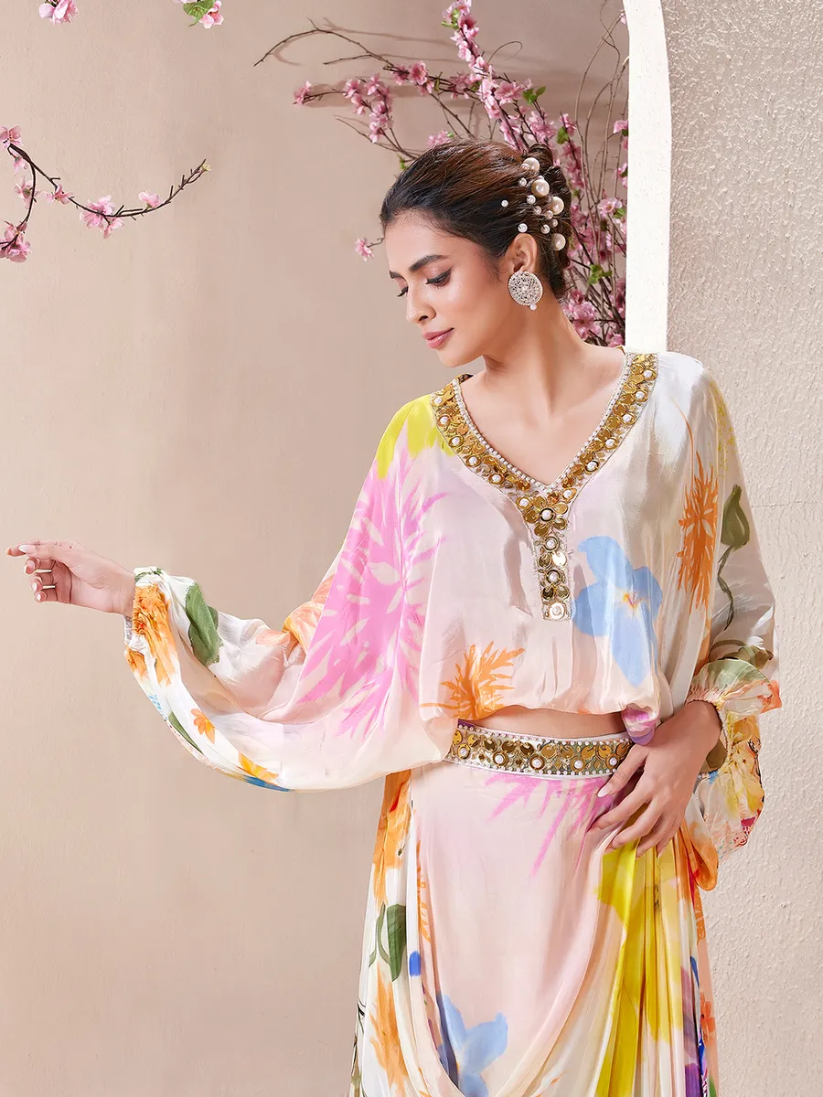 Latest multi color satin indowestern for party