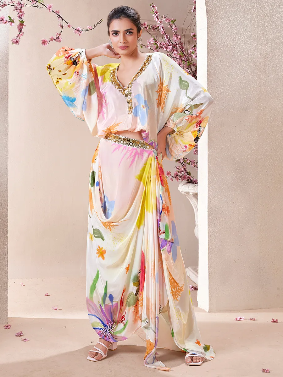 Latest multi color satin indowestern for party