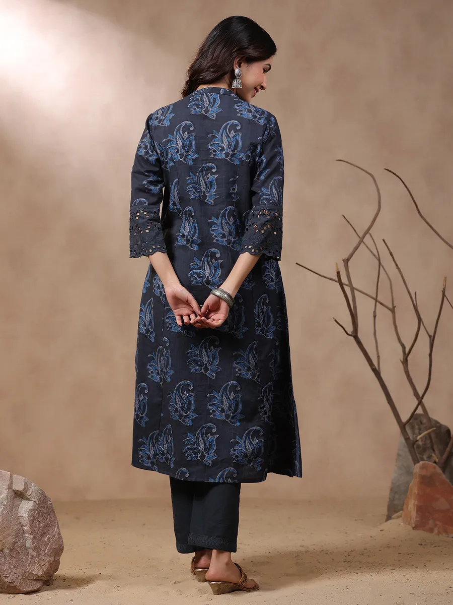 Latest navy cotton printed kurti