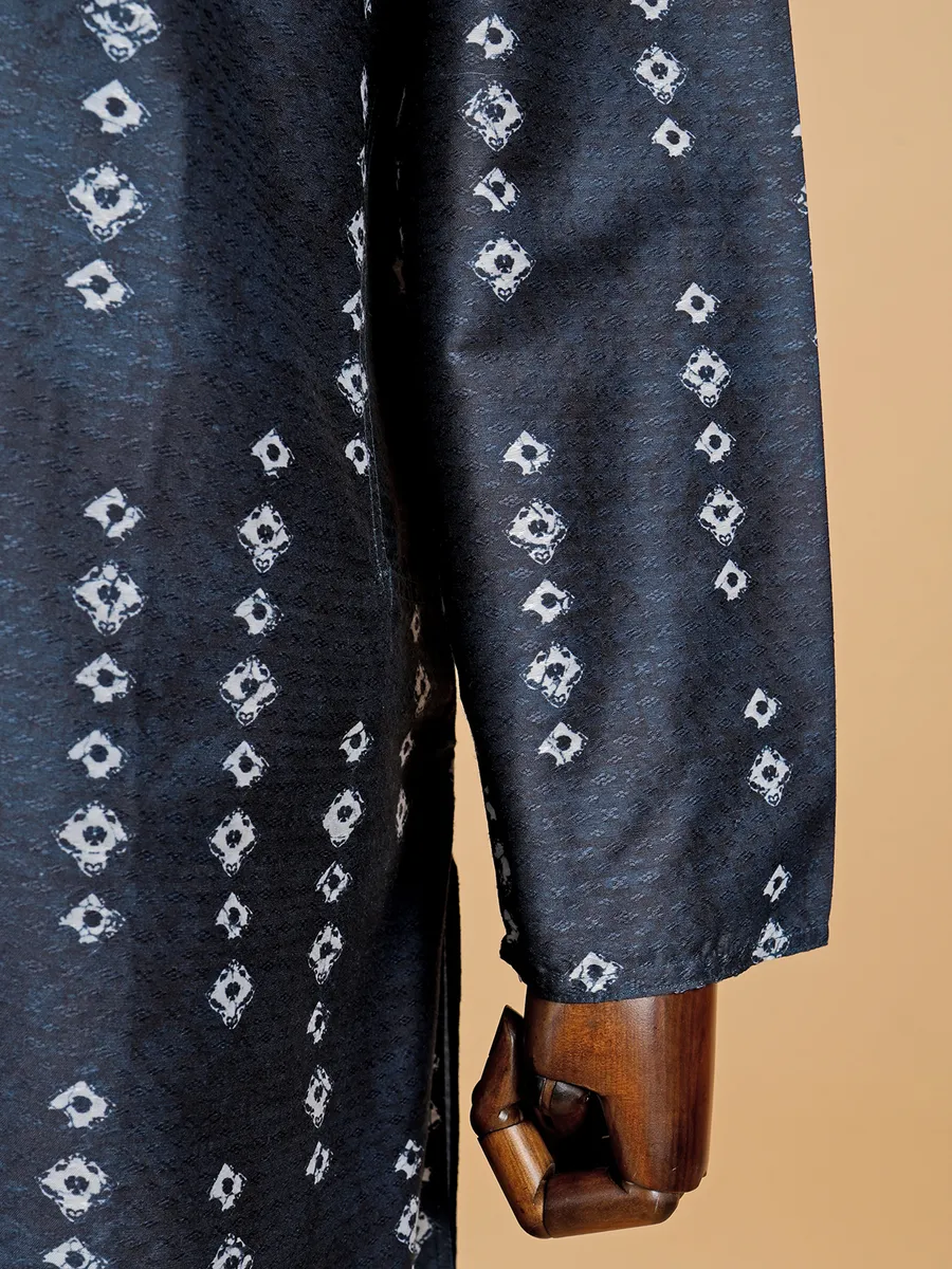 Latest navy silk printed  Men Kurta pajama