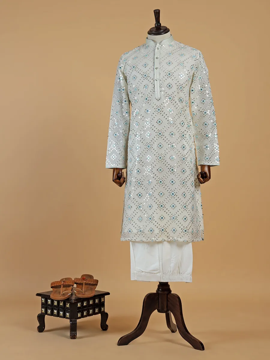 Latest off-white georgette  Men Kurta pajama