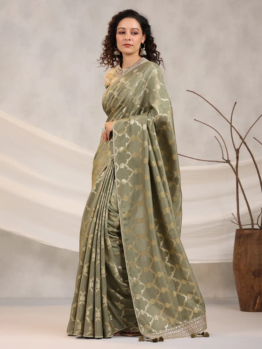 Latest olive dola silk saree