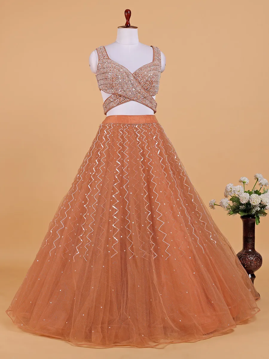 Latest orange net lehenga choli