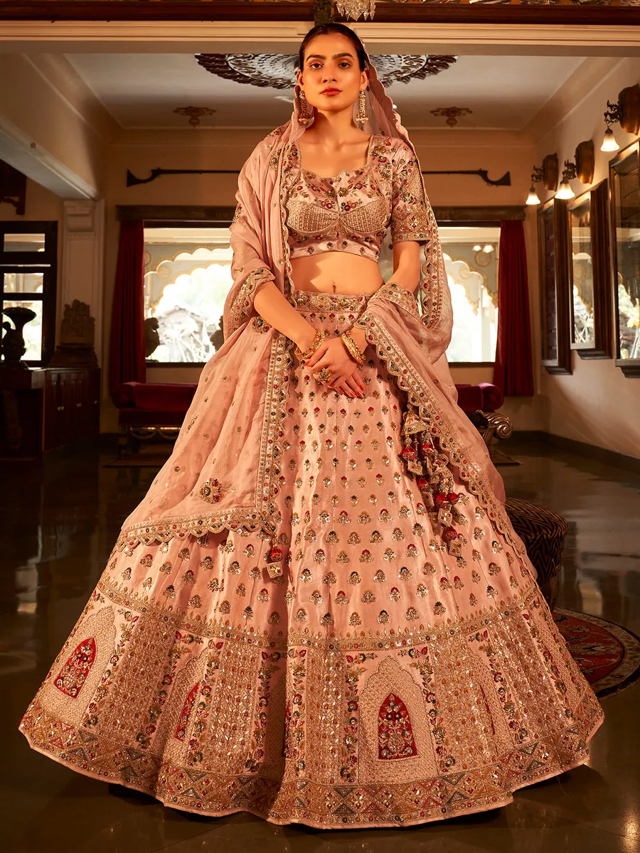 Latest peach bridal lehenga choli