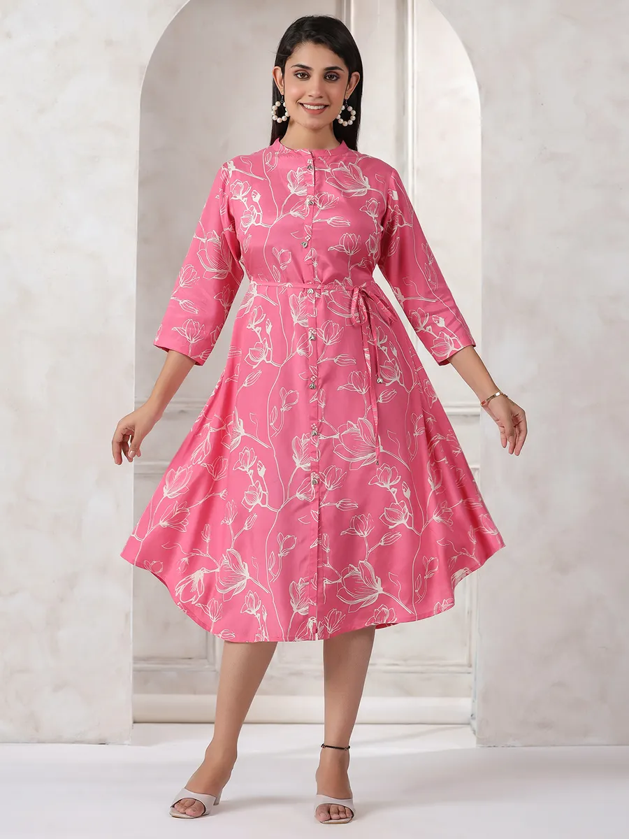 Latest peach printed cotton kurti