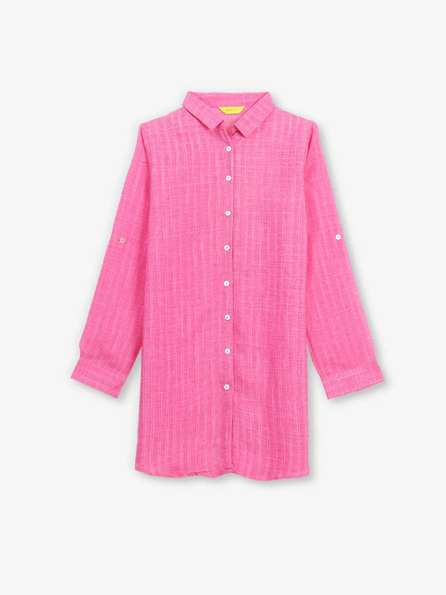 Latest pink cotton checks shirt