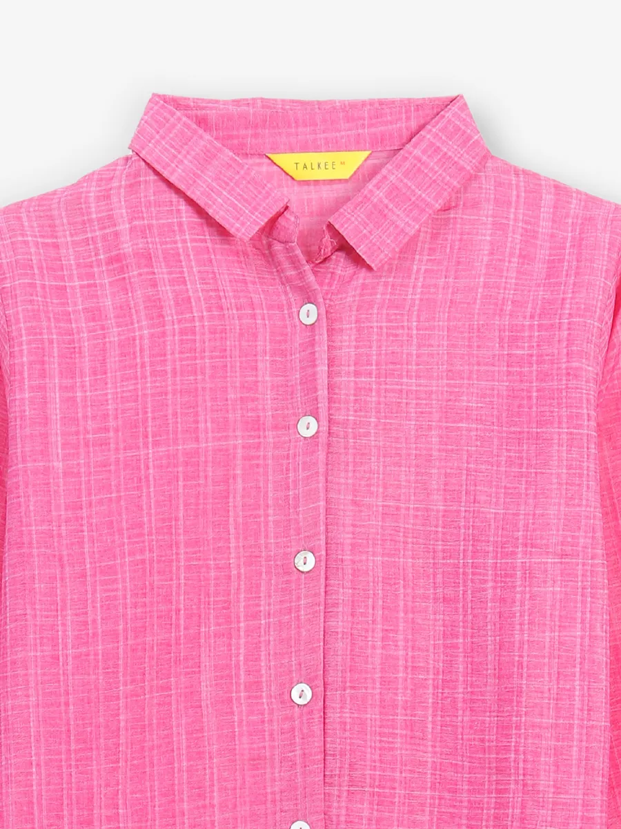 Latest pink cotton checks shirt