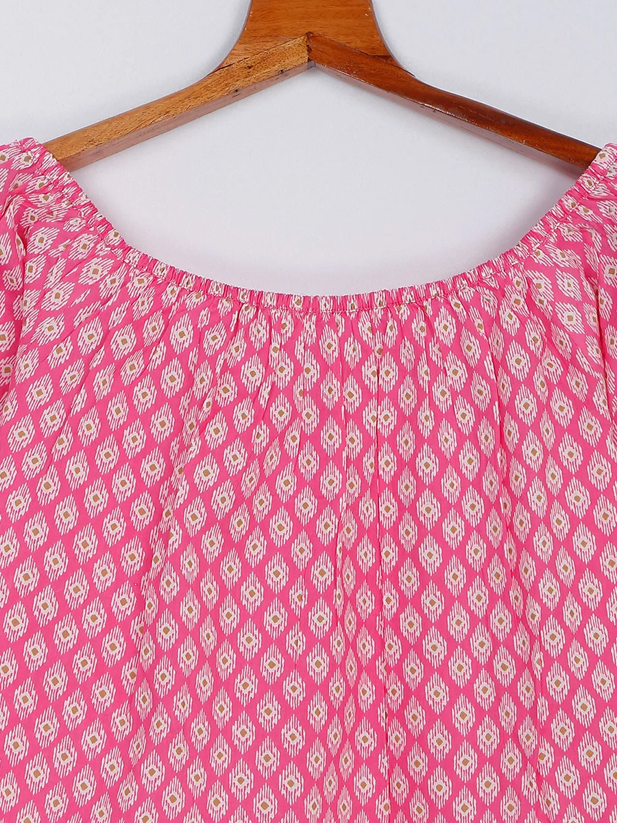 Latest pink cotton printed top