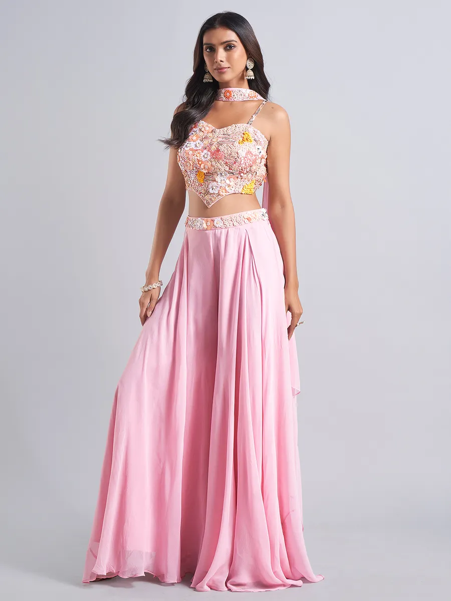 Latest pink georgette palazzo salwar suit