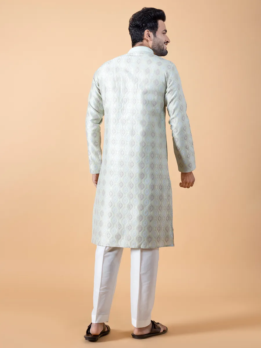 Latest pista green silk kurta suit