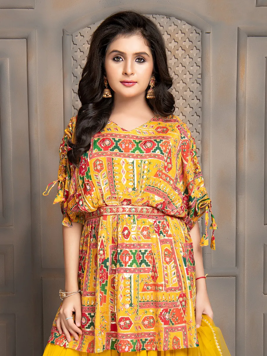 Latest printed yellow palazzo suit