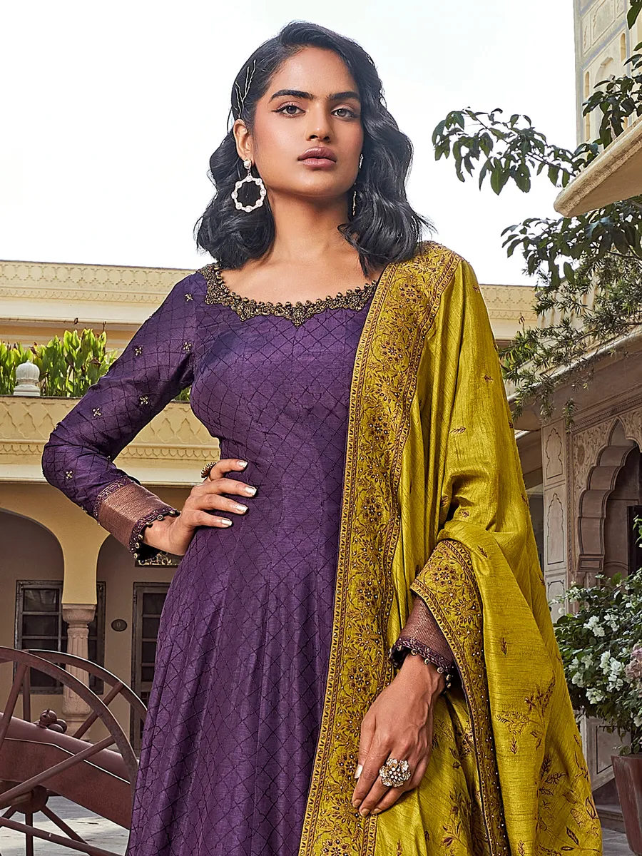 Latest purple palazzo suit with dupatta