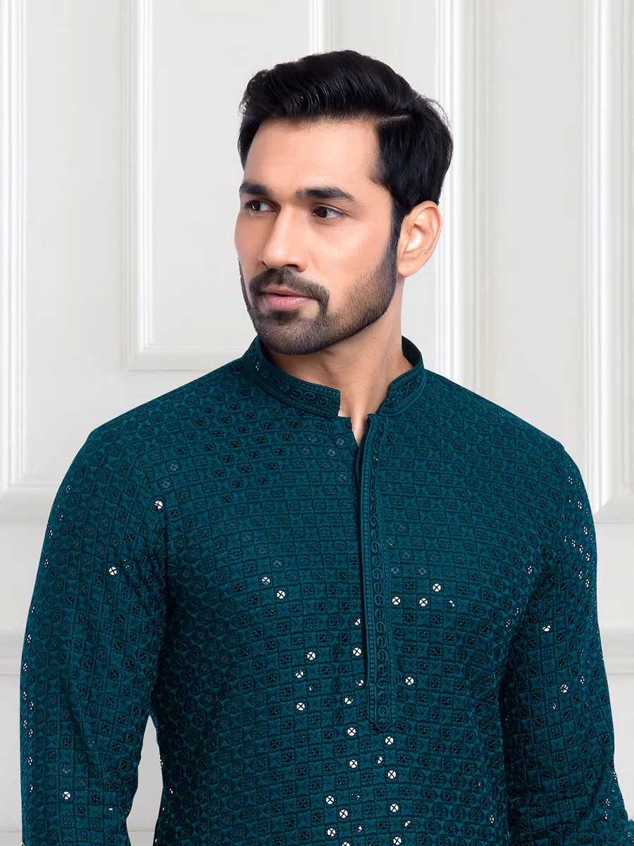 Latest rama blue kurta suit