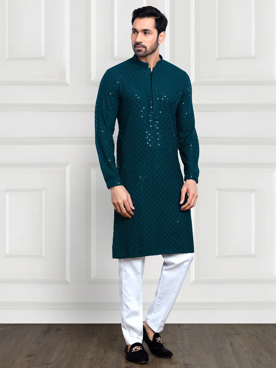 Latest rama blue kurta suit