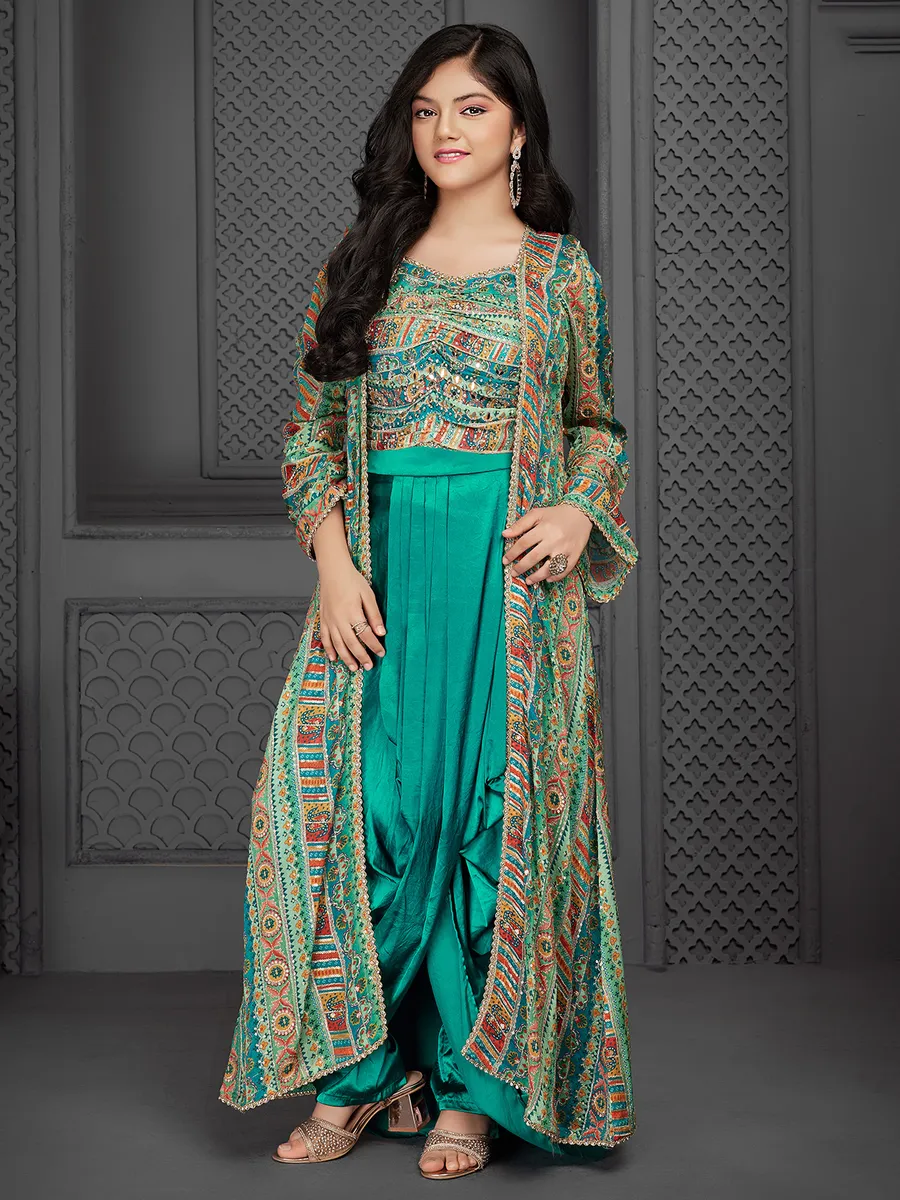 Latest rama blue silk designet suit