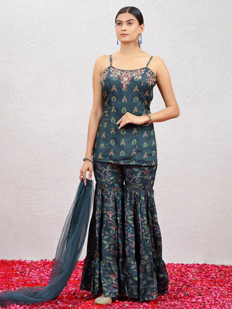 Latest rama green sharara salwar suit