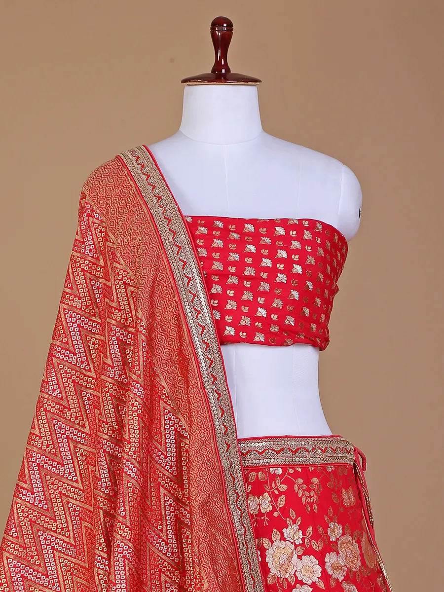 Latest red silk wedding lehenga choli