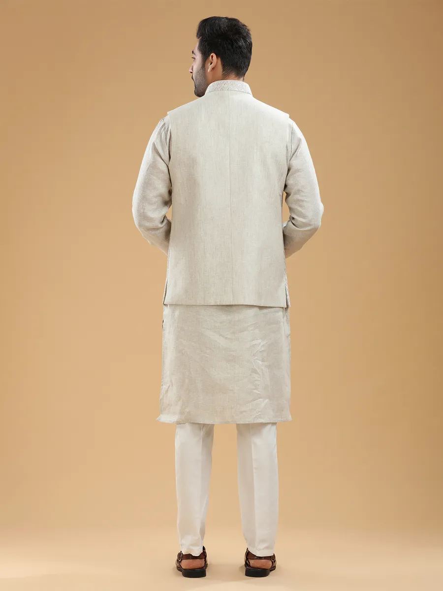 Latest silk beige waistcoat set