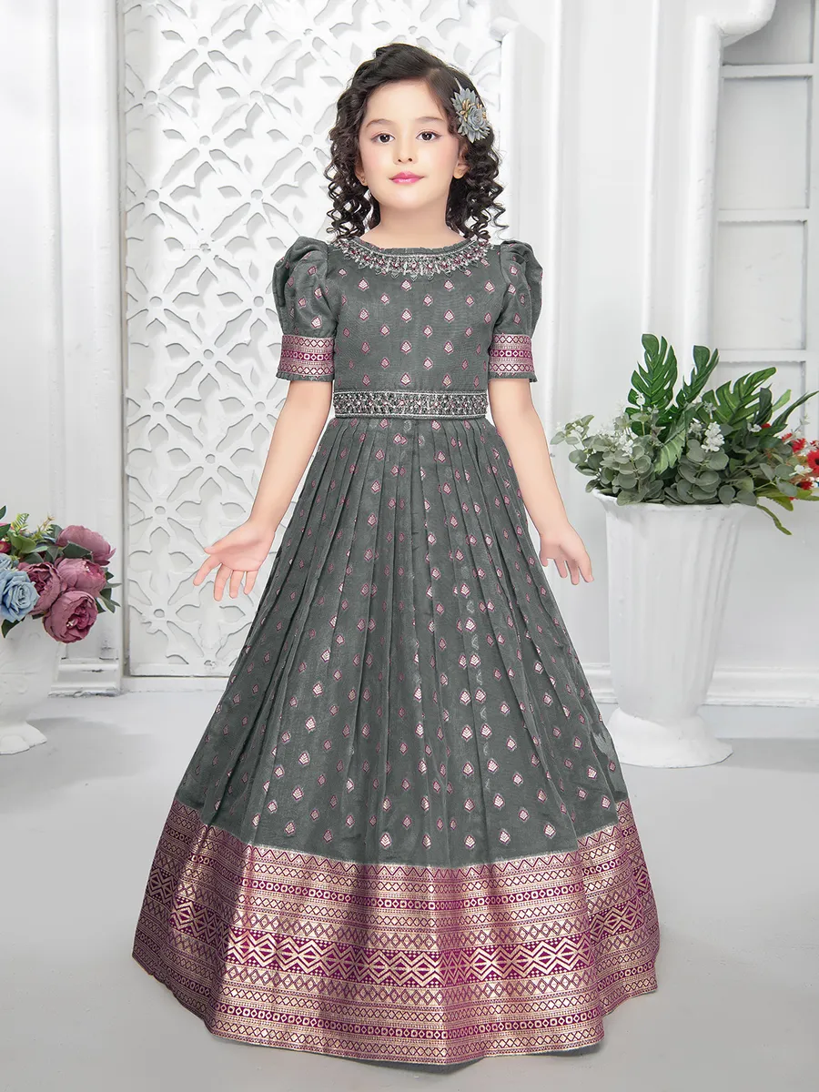 Latest silk grey gown