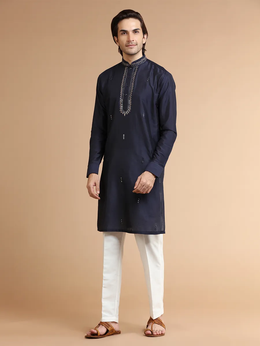 Latest silk navy  Men Kurta pajama