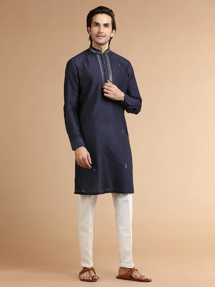 Latest silk navy  Men Kurta pajama