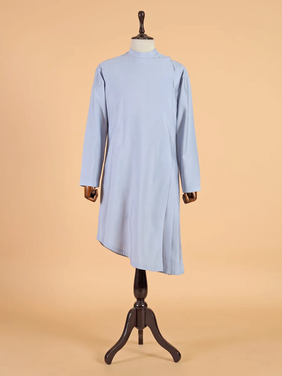 Latest sky blue cotton silk waistcoat set