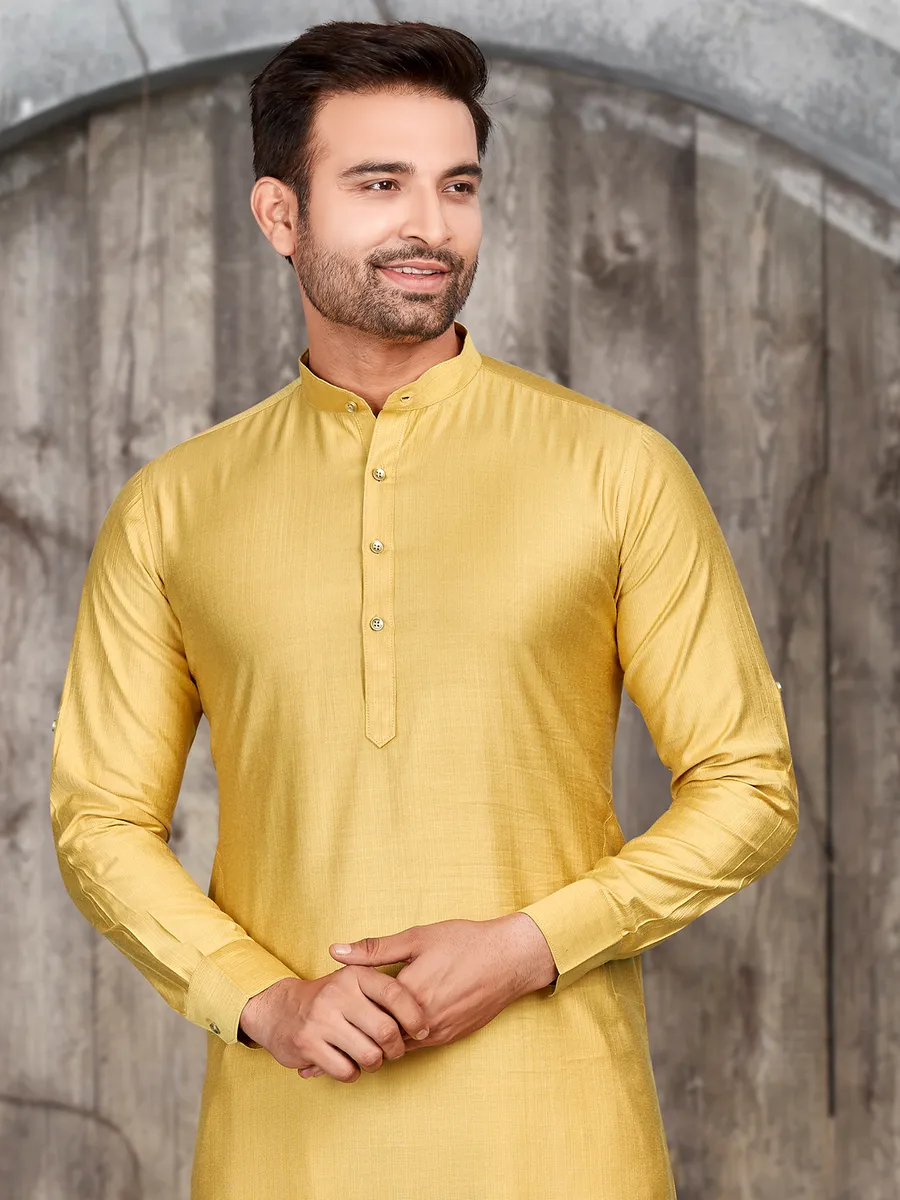 Latest yellow plain kurta