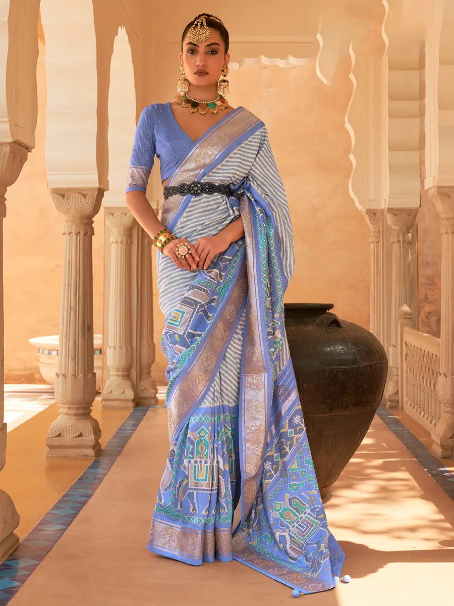 Lavender patola printed silk saree for wedding