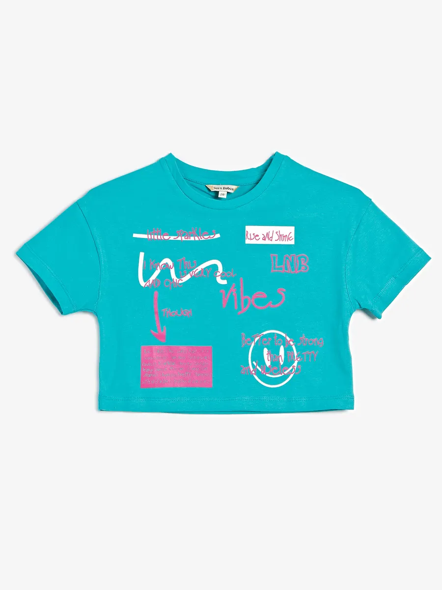 Leo n Babes aqua printed cotton top