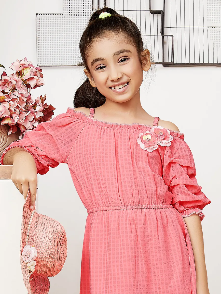 Leo n Babes coral pink georgette frock