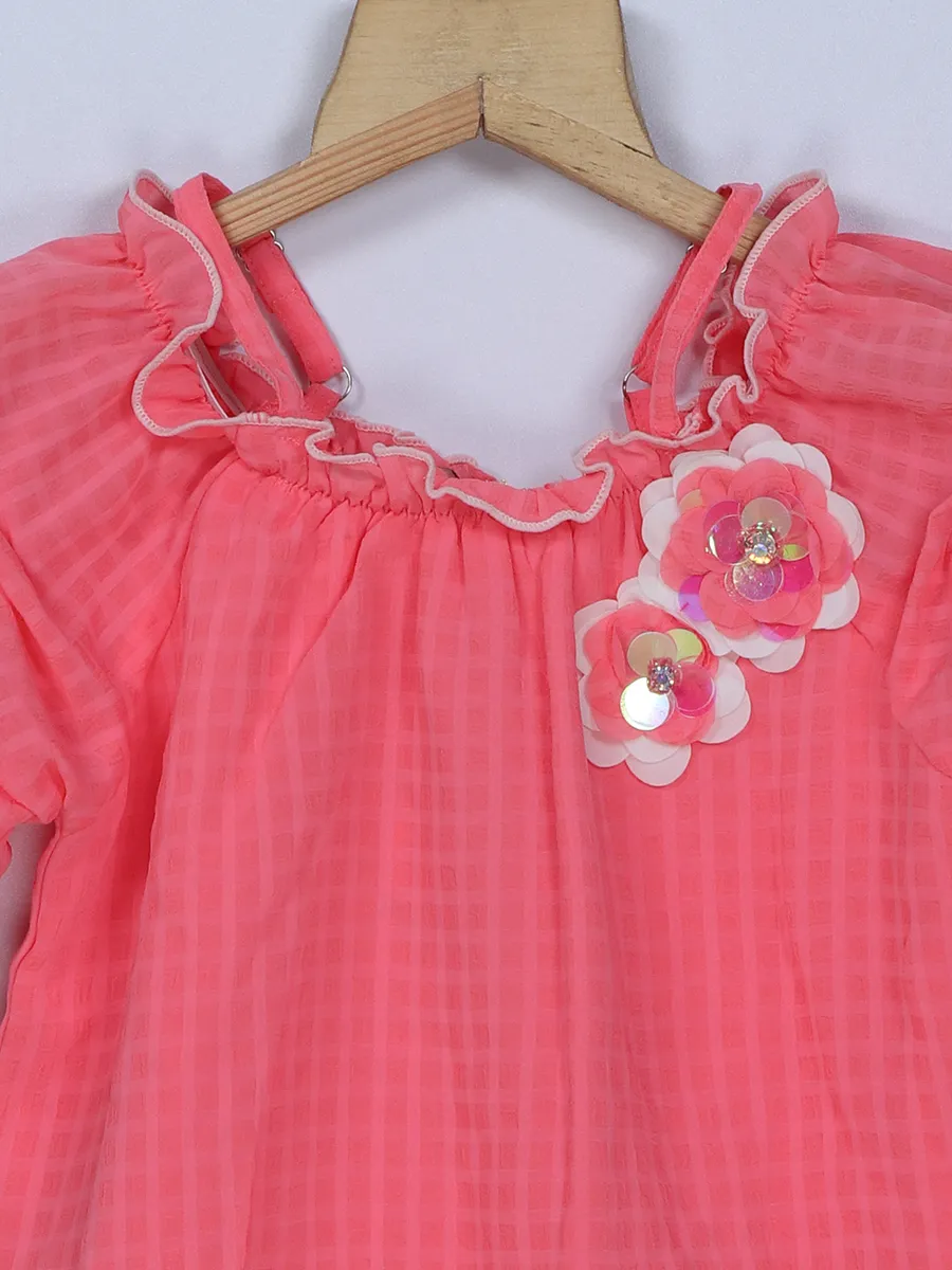 Leo n Babes coral pink georgette top