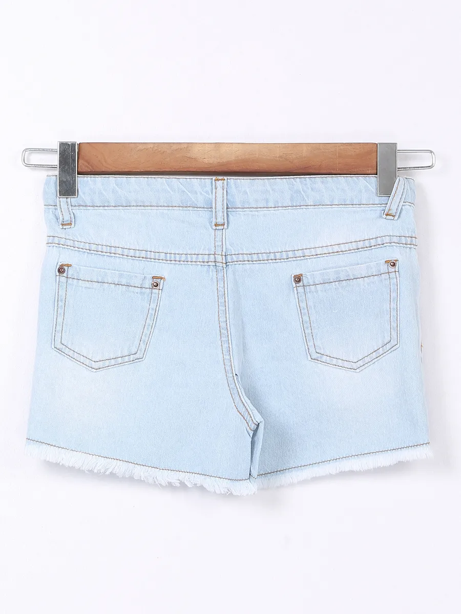 Leo n Babes ice blue washed shorts