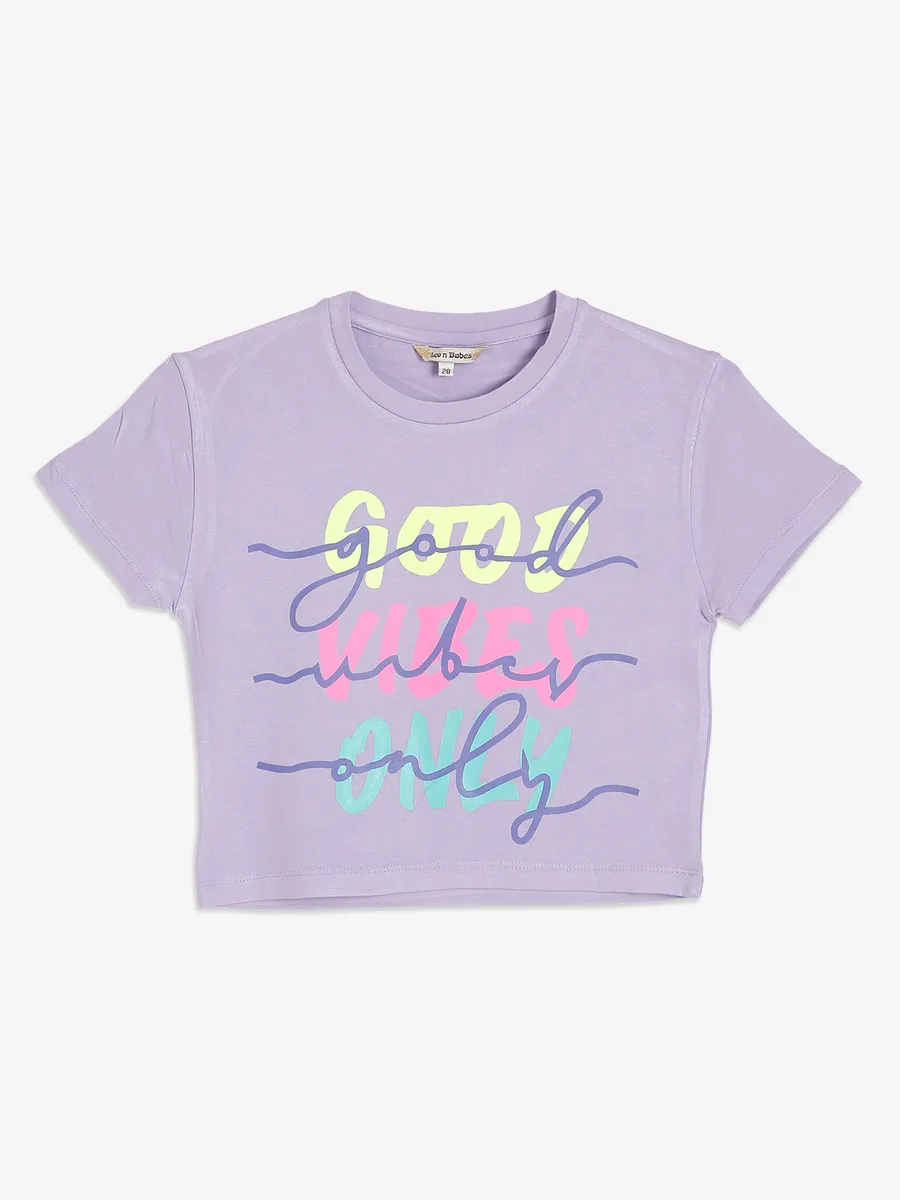 Leo n Babes light purple cotton printed top