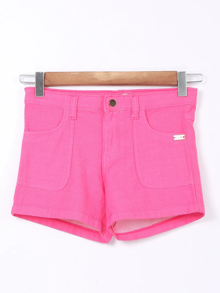 Leo n Babes solid pink denim shorts