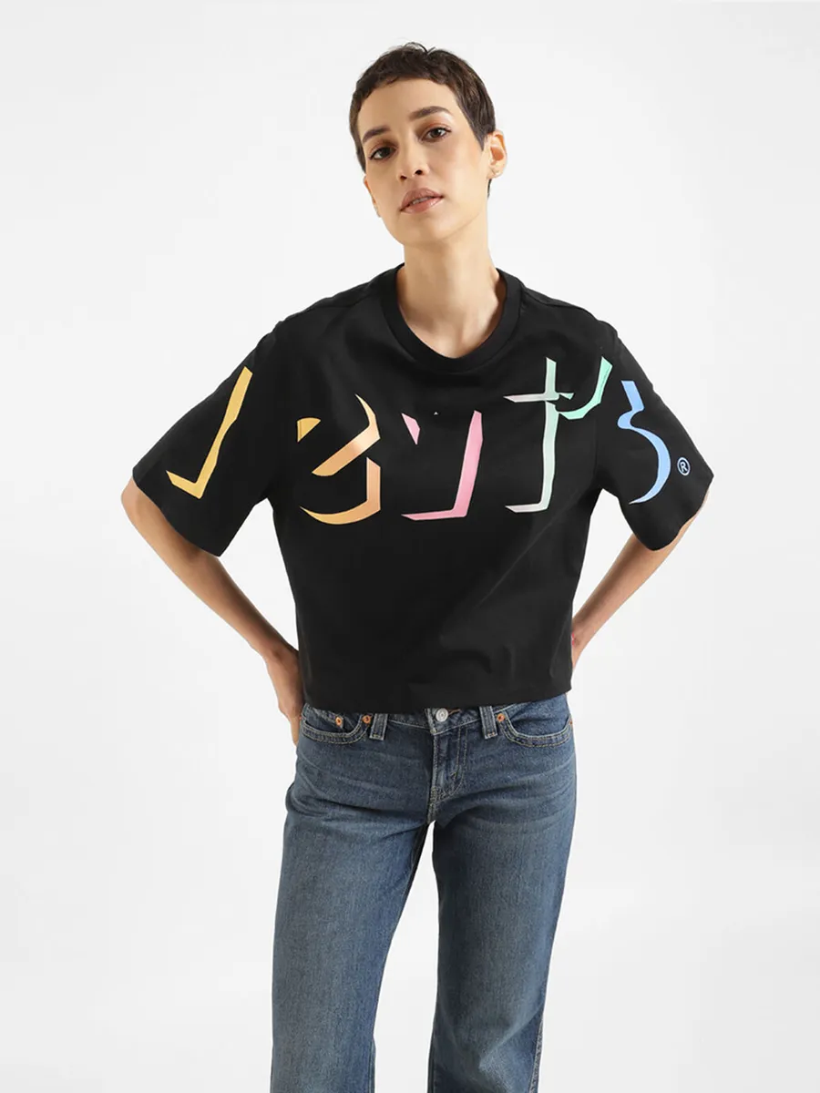 Levis black printed cotton t shirt