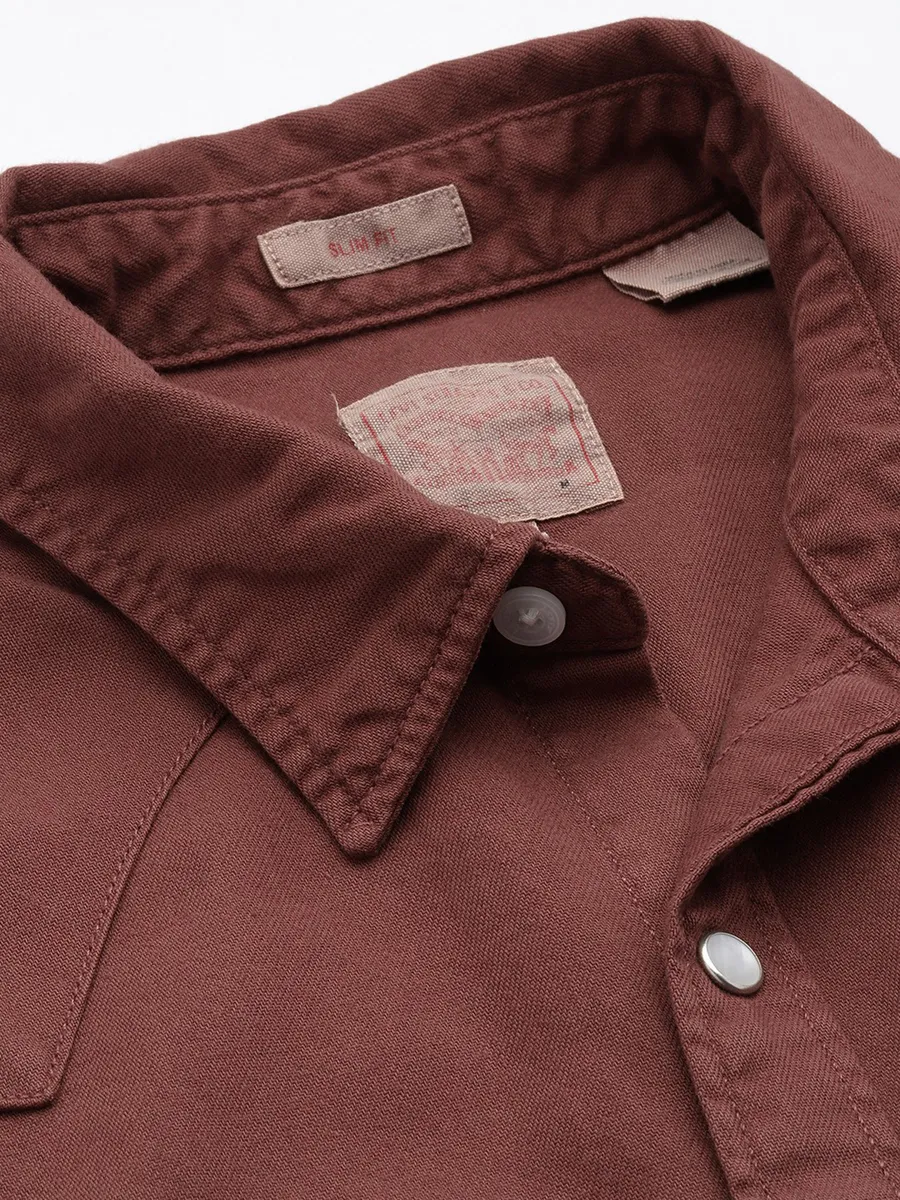 LEVIS brown sober casual shirt for men