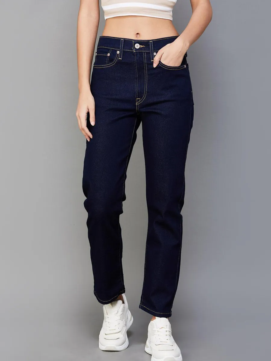 LEVIS dark blue solid staright fit jeans