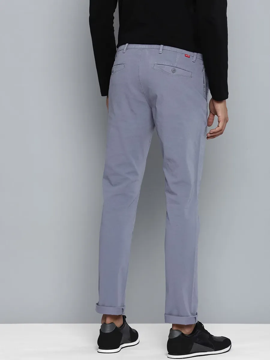 Levis grey solid slim fit cotton trouser