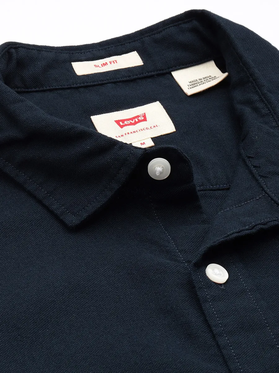 LEVIS navy sober slim fit mens casual shirt